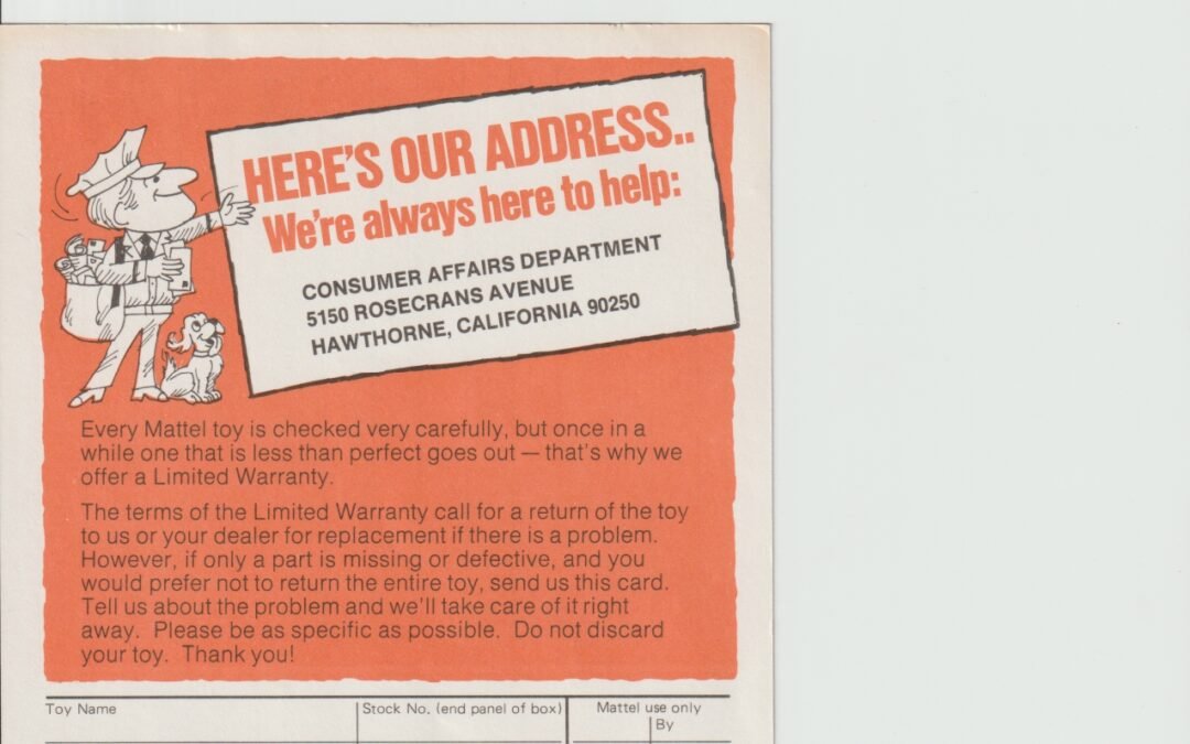 GARANZIE CONSUMATORE MATTEL VINTAGE